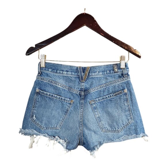 7 For All Mankind Monroe Denim Cut-Off Shorts With Exposed Button Women's 24 - Picture 7 of 10